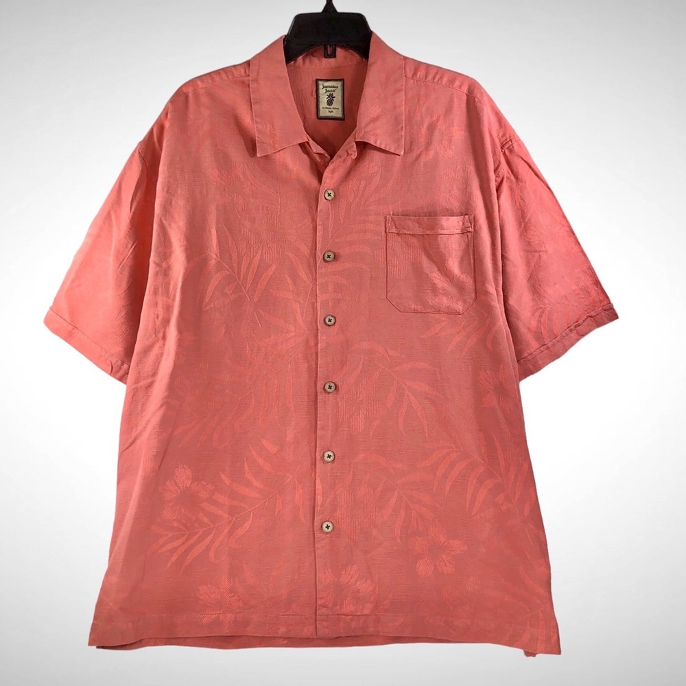 Jamaica Jaxx Mens Short Sleeve 100% Silk Hawaiian Button Down Shirt XXL!
